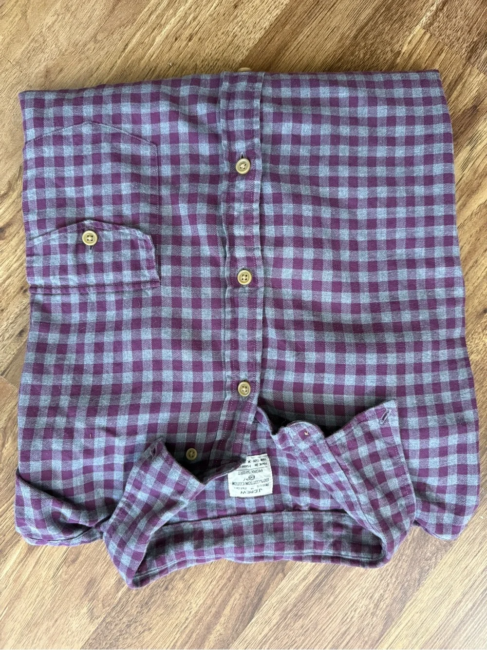 J. Crew Men's Purple and Gray Plaid Button-Down Shirt